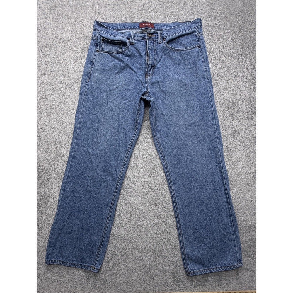 Covington Jeans Mens Measured 37x29 Blue‎ Denim Straight Leg Classic Zip Fly